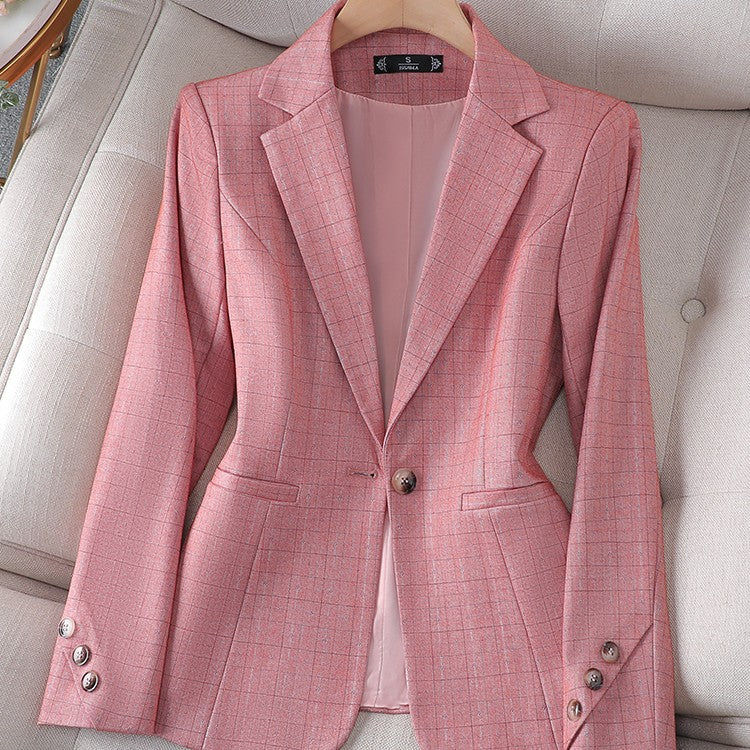 Women's Small Pink Checked Suit Jacket
