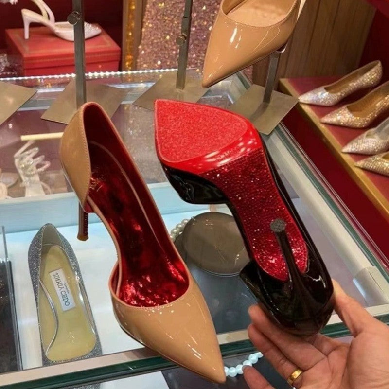 Pointed Toe Side Empty Stiletto Heel Shallow Mouth Temperament Fashion Shoes