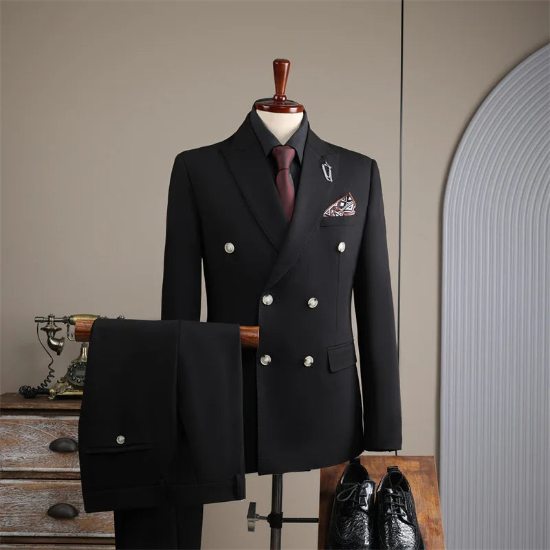 2025 Fashion Suit Set For Men Wedding Party Groomsman Elegant Slim Fit Blazer Pants Formal Banquet Business Outfits Two Pieces