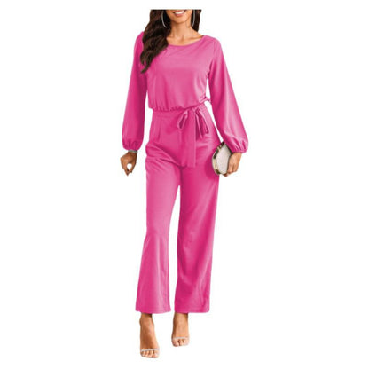 Womens Tailored Pullover Longsleeve Laceup Jumpsuit