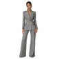 Plaid-printed Long-sleeve Tailored Suit Pants Set