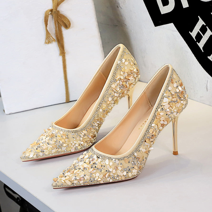 Versatile Rhinestone Wedding  Xiuhe-style Bridal Shoes