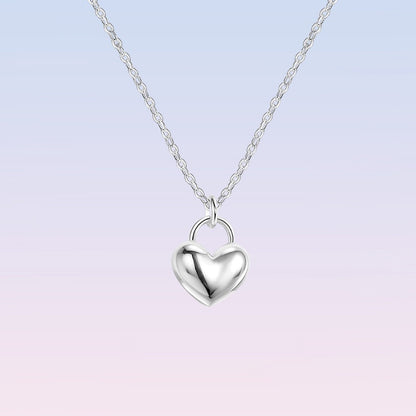 Stylish Sterling Silver Heart Pendant Necklace With A Smooth Finish