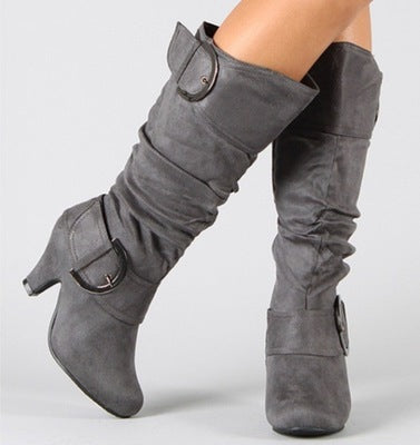 Fashion Brushed Velvet Spring And Autumn Women's Boots