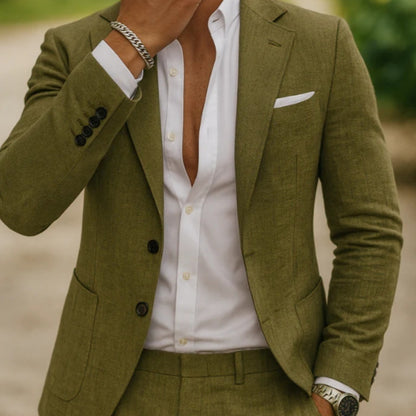 Men's Digital Printing Casual Suit Top Two-piece Pants