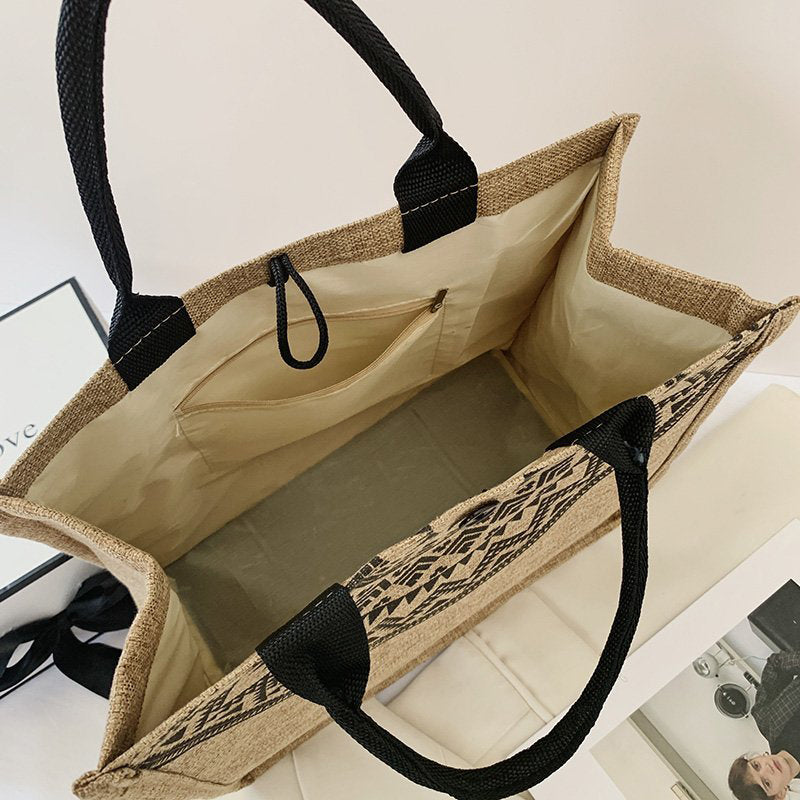 Mori Tie Linen Tote Bag Jute Shopping Bag