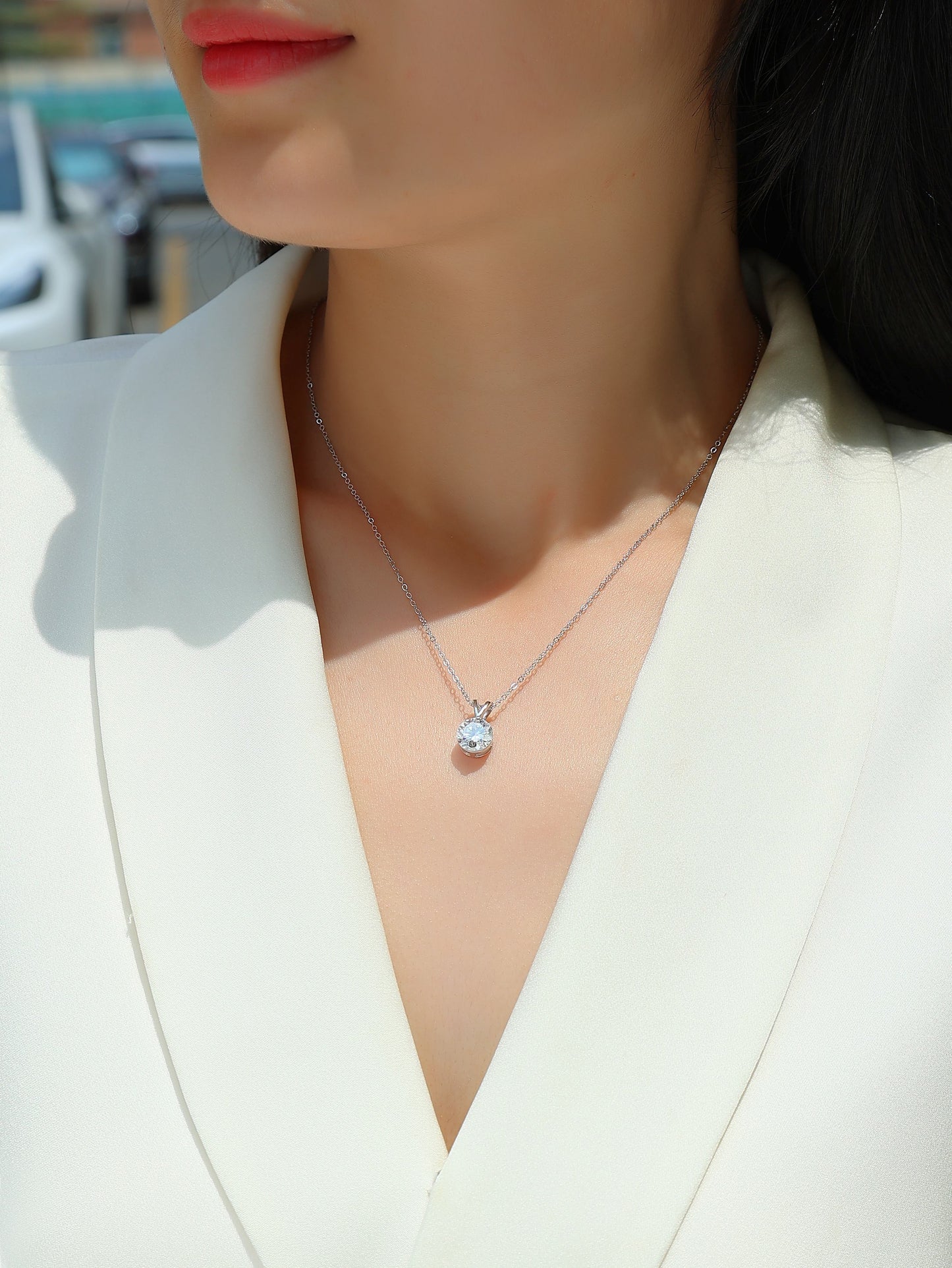1V-shaped - A Fashionable And Luxurious Diamond Jewelry Piece Set With 2-carat Moissan Diamond S925 Sterling Silver And Platinum-plated Pendant Prohibit TikTok sales