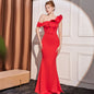 High-end Slant Shoulder Slimming Long Dress