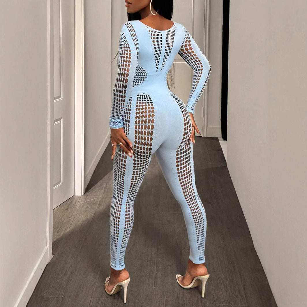 New Womens Slim-fit One-piece Knit Jumpsuit