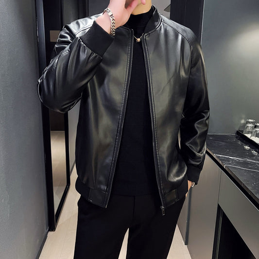 Men's Slim Fit Trendy Handsome Washed Leather Jacket