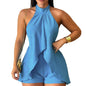 Womens Off-shoulder Sleeveless Halter-neck Backless Jumpsuit