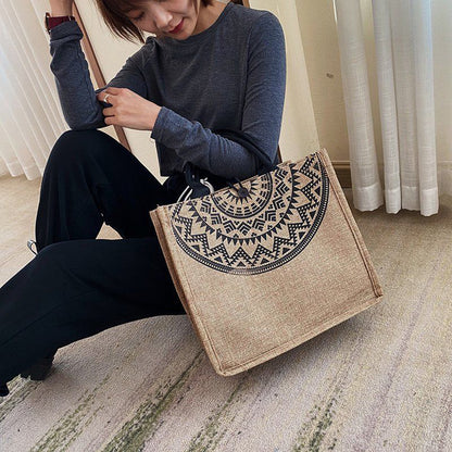 Mori Tie Linen Tote Bag Jute Shopping Bag
