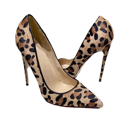 Suede Leopard Print High Heels For Women