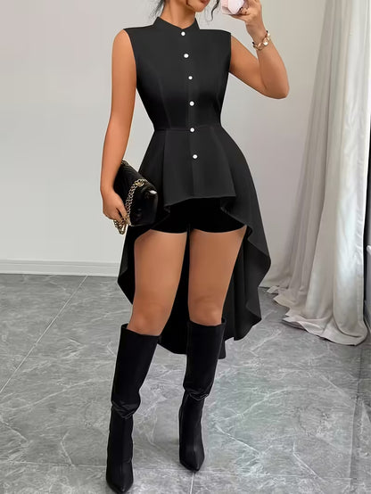 Irregular Hemline Long Shirt With A High-low Design