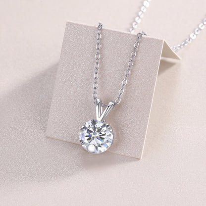 1V-shaped - A Fashionable And Luxurious Diamond Jewelry Piece Set With 2-carat Moissan Diamond S925 Sterling Silver And Platinum-plated Pendant Prohibit TikTok sales
