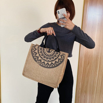 Mori Tie Linen Tote Bag Jute Shopping Bag