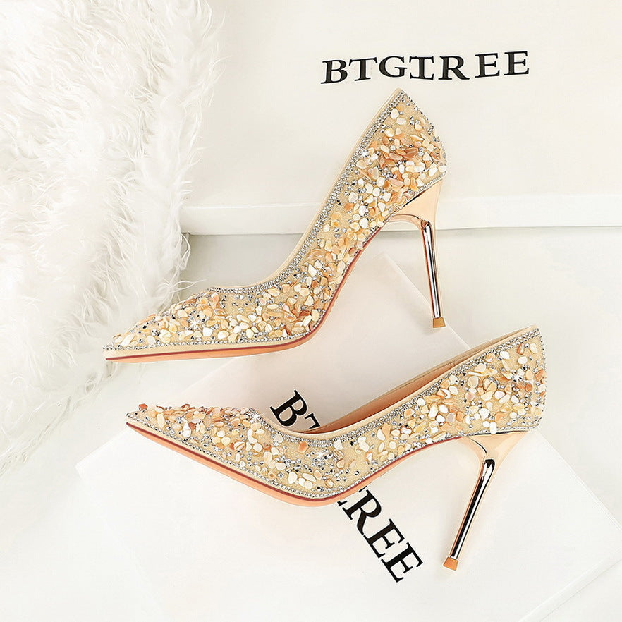 Versatile Rhinestone Wedding  Xiuhe-style Bridal Shoes
