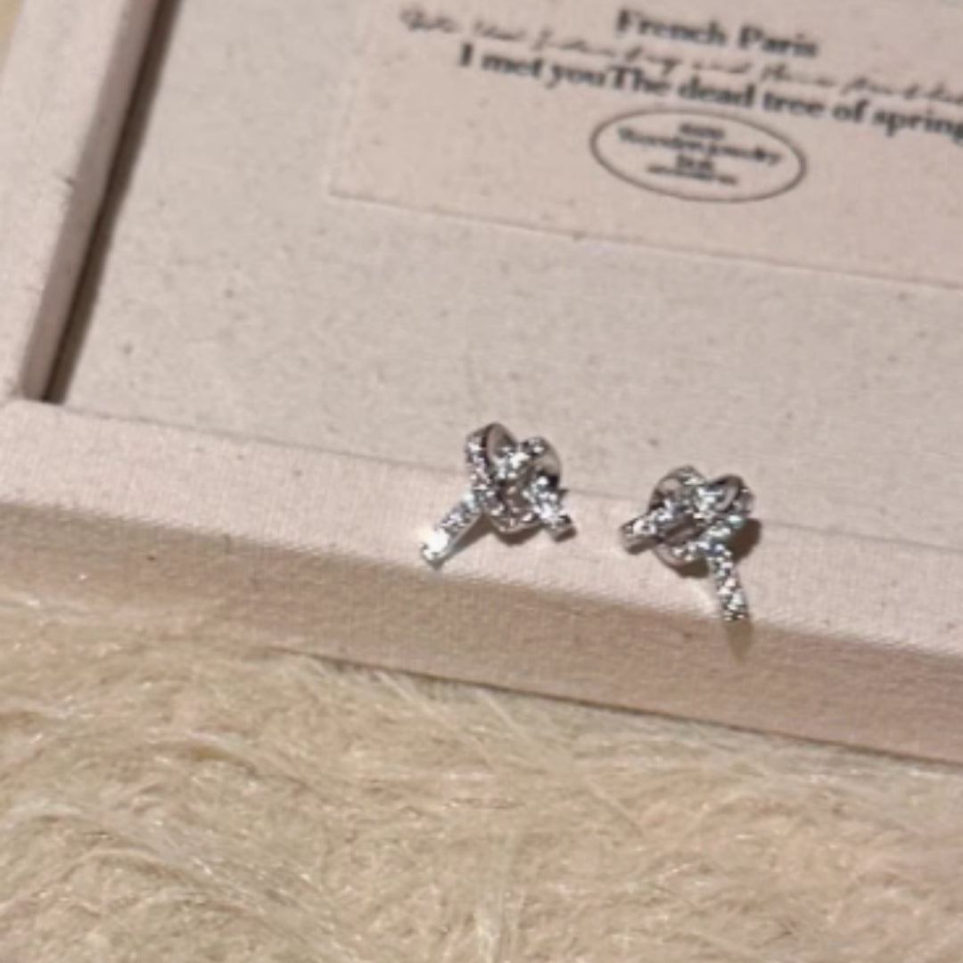 Knotting Exquisite Zircon Earrings For Women S925 Silver Light Luxury