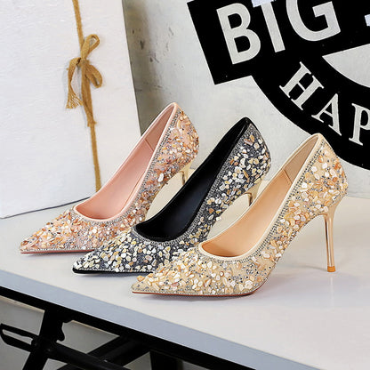Versatile Rhinestone Wedding  Xiuhe-style Bridal Shoes
