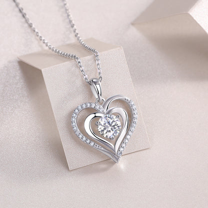 1Heart-to-heart Connection - A Fashionable And Luxurious Diamond Jewelry Pendant Set With 1-carat Moissan Diamond S925 Sterling Silver And Platinum Plating Prohibit TikTok sales