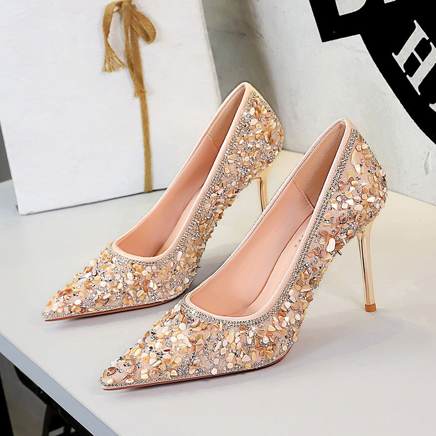 Versatile Rhinestone Wedding  Xiuhe-style Bridal Shoes