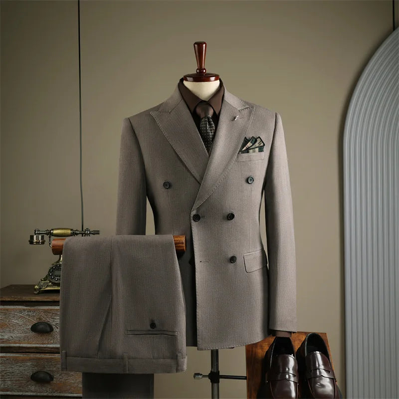 2025 Fashion Suit Set For Men Wedding Party Groomsman Elegant Slim Fit Blazer Pants Formal Banquet Business Outfits Two Pieces