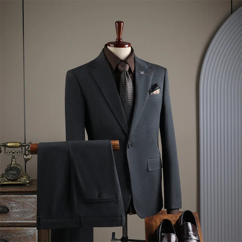 2025 Fashion Suit Set For Men Wedding Party Groomsman Elegant Slim Fit Blazer Pants Formal Banquet Business Outfits Two Pieces