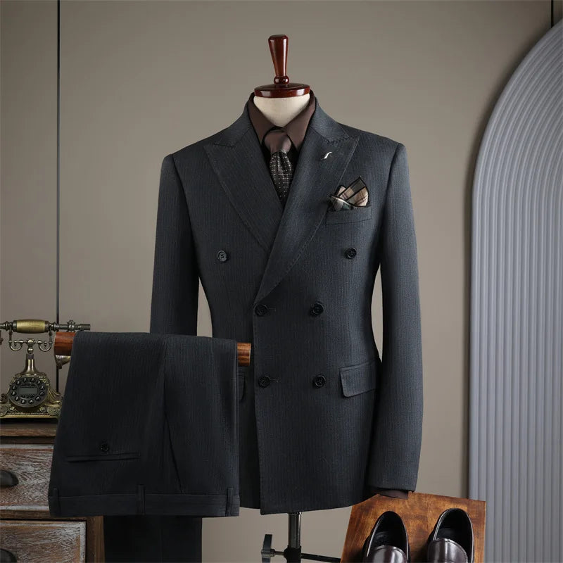 2025 Fashion Suit Set For Men Wedding Party Groomsman Elegant Slim Fit Blazer Pants Formal Banquet Business Outfits Two Pieces