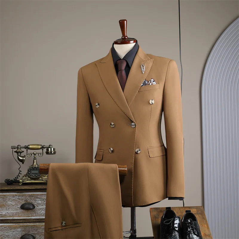 2025 Fashion Suit Set For Men Wedding Party Groomsman Elegant Slim Fit Blazer Pants Formal Banquet Business Outfits Two Pieces