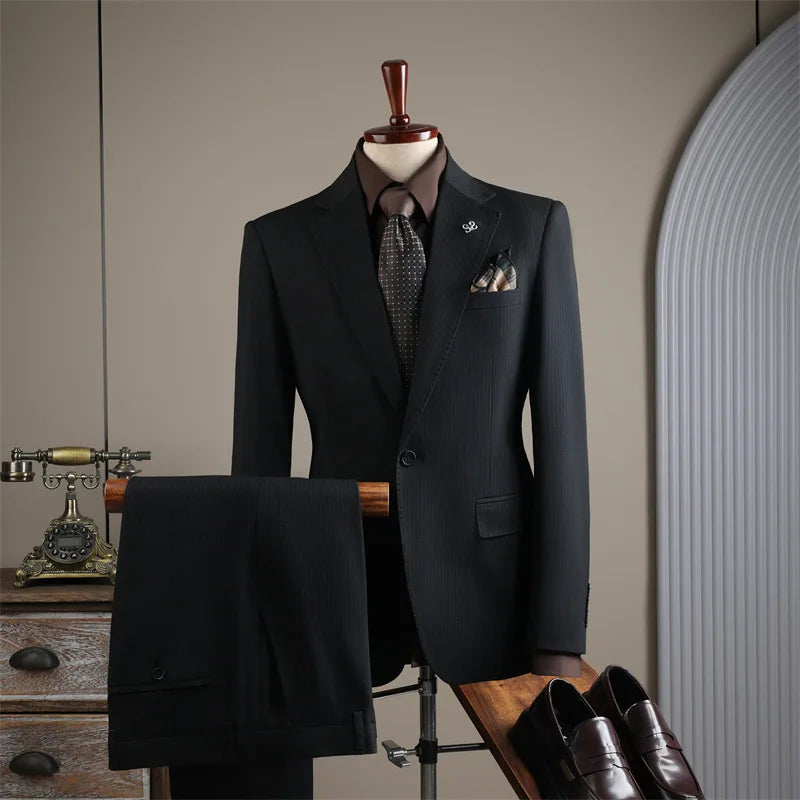 2025 Fashion Suit Set For Men Wedding Party Groomsman Elegant Slim Fit Blazer Pants Formal Banquet Business Outfits Two Pieces