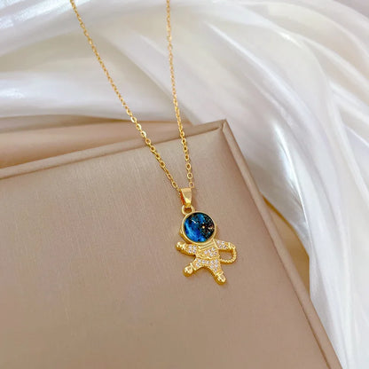 Creative Rotatable Pink Flower Necklace For Women Titanium Steel Rotatable Spinner Clavicle Choker Anti Stress Anxiety Jewelry