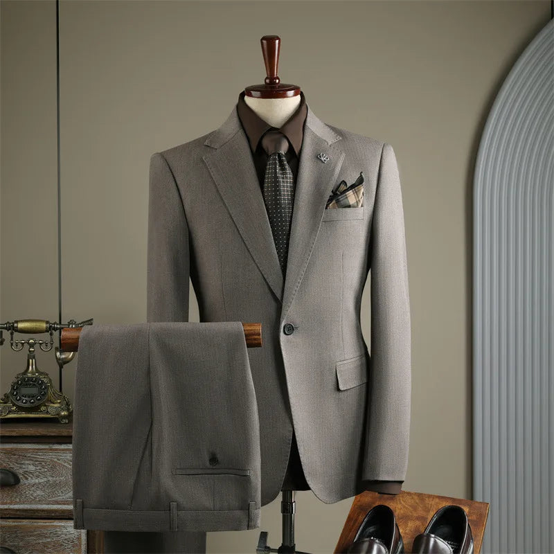 2025 Fashion Suit Set For Men Wedding Party Groomsman Elegant Slim Fit Blazer Pants Formal Banquet Business Outfits Two Pieces