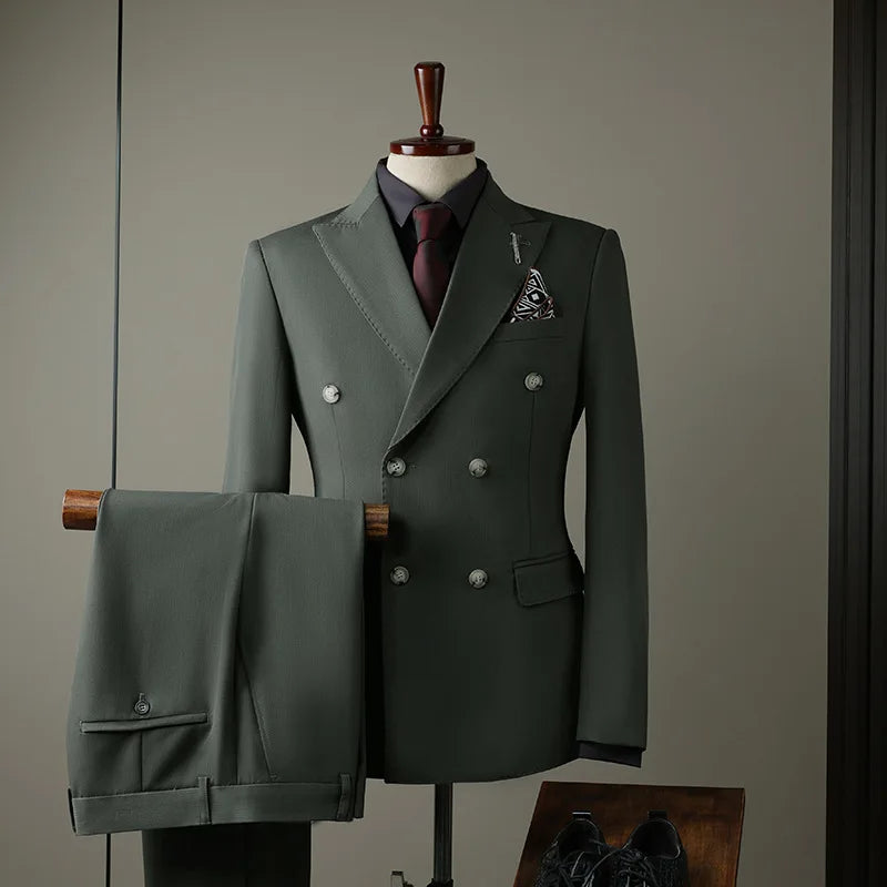 2025 Fashion Suit Set For Men Wedding Party Groomsman Elegant Slim Fit Blazer Pants Formal Banquet Business Outfits Two Pieces