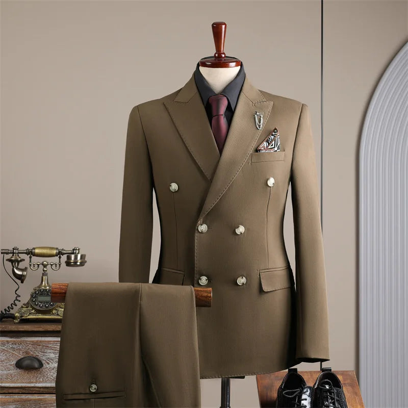 2025 Fashion Suit Set For Men Wedding Party Groomsman Elegant Slim Fit Blazer Pants Formal Banquet Business Outfits Two Pieces