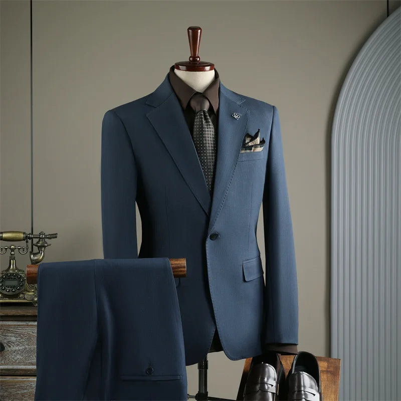 2025 Fashion Suit Set For Men Wedding Party Groomsman Elegant Slim Fit Blazer Pants Formal Banquet Business Outfits Two Pieces