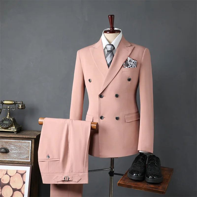 2025 Fashion Suit Set For Men Wedding Party Groomsman Elegant Slim Fit Blazer Pants Formal Banquet Business Outfits Two Pieces
