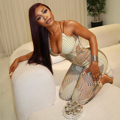 Fashionable And Sexy Printed Bandeau Bodysuit