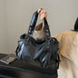 Casual Retro Solid Color PU Large Capacity Shoulder Bag