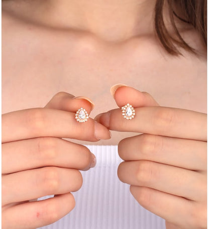 925 Sterling Silver White Stone Teardrop Earrings