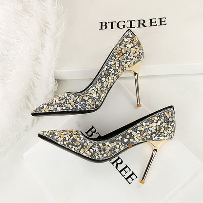 Versatile Rhinestone Wedding  Xiuhe-style Bridal Shoes