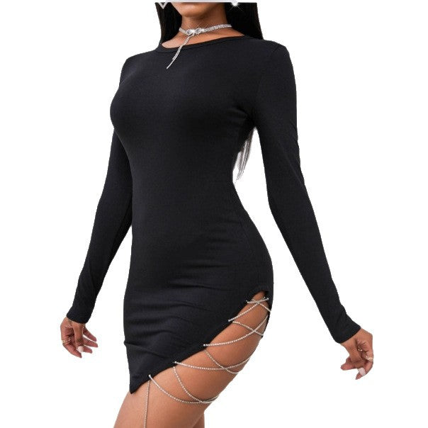 Side-slit Sexy Bodycon Long-sleeve Dress