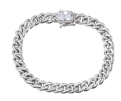 S925 Sterling Silver Cuban Bracelet Men And Women Hip Hop
