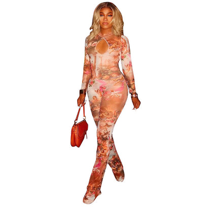 Womens Stylish Sexy Cutout Form-fitting Jumpsuit