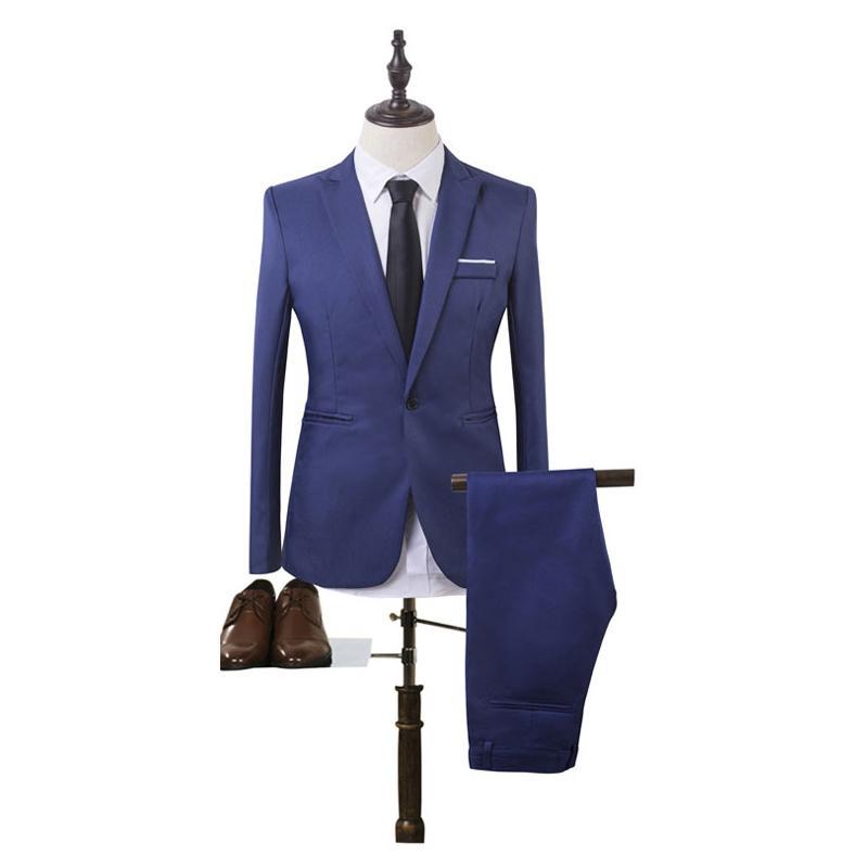 Solid Color Leisure Suits For Men Two-piece Set