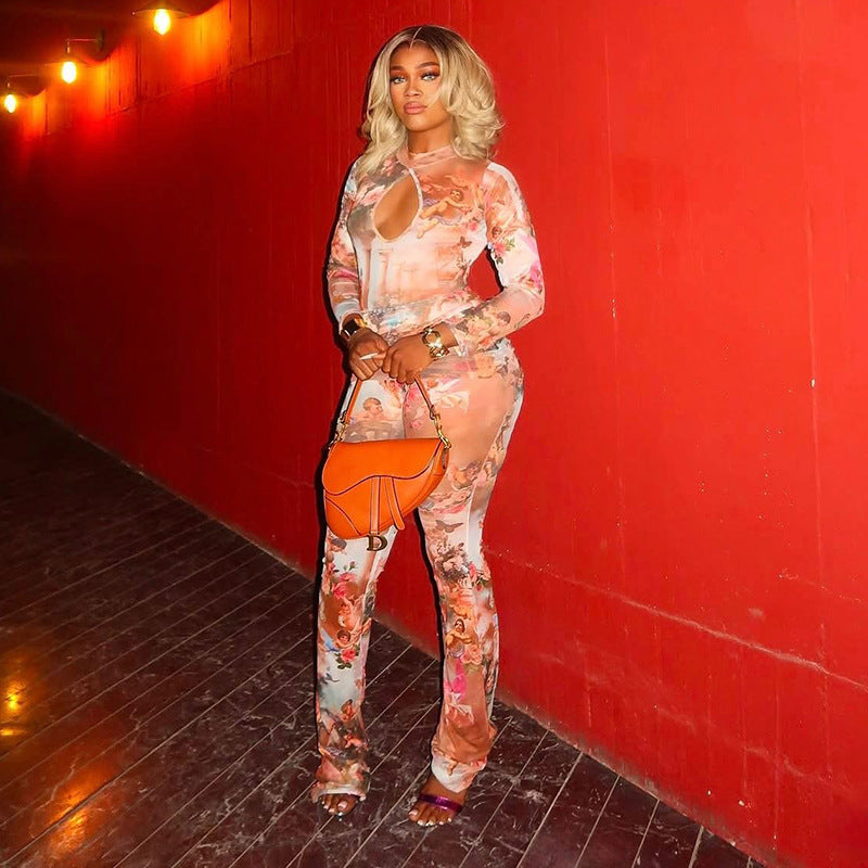 Womens Stylish Sexy Cutout Form-fitting Jumpsuit