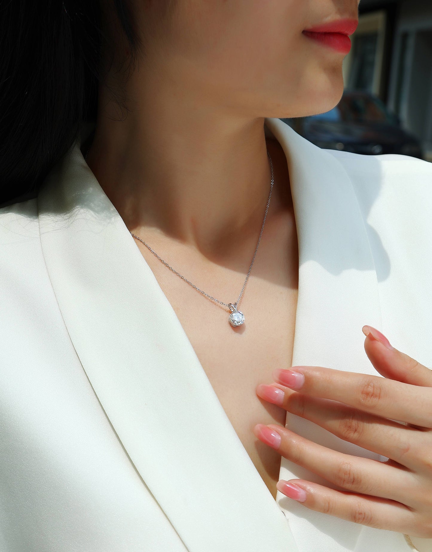 1V-shaped - A Fashionable And Luxurious Diamond Jewelry Piece Set With 2-carat Moissan Diamond S925 Sterling Silver And Platinum-plated Pendant Prohibit TikTok sales