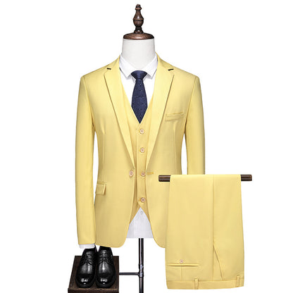 Business Leisure Solid Color Suit Suit Men's Business Suit