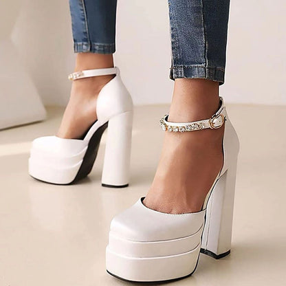 Mary Jane Summerautumn Chunky-heel Platform Ultra-high Heel Shoes For Petite Women
