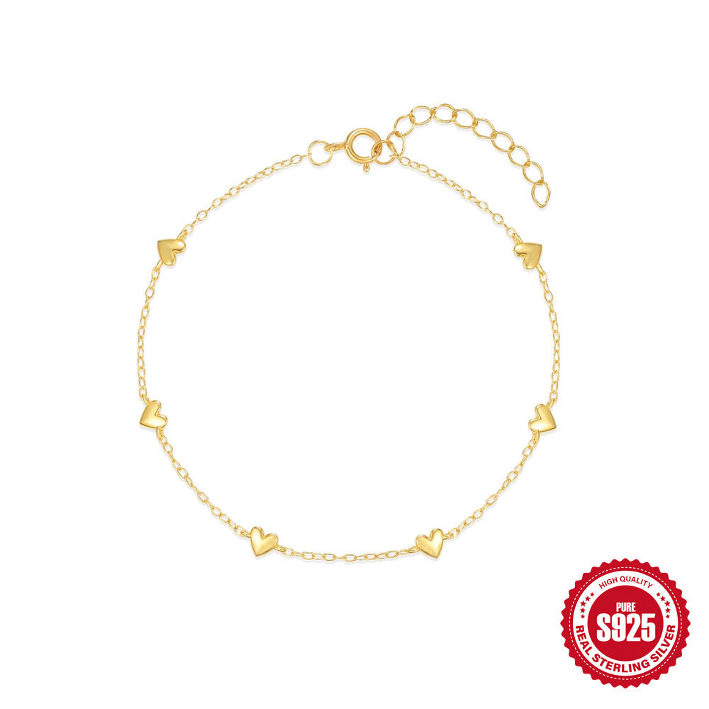 S925 Sterling Silver Minimalist INS Love Twin All-match Bracelet