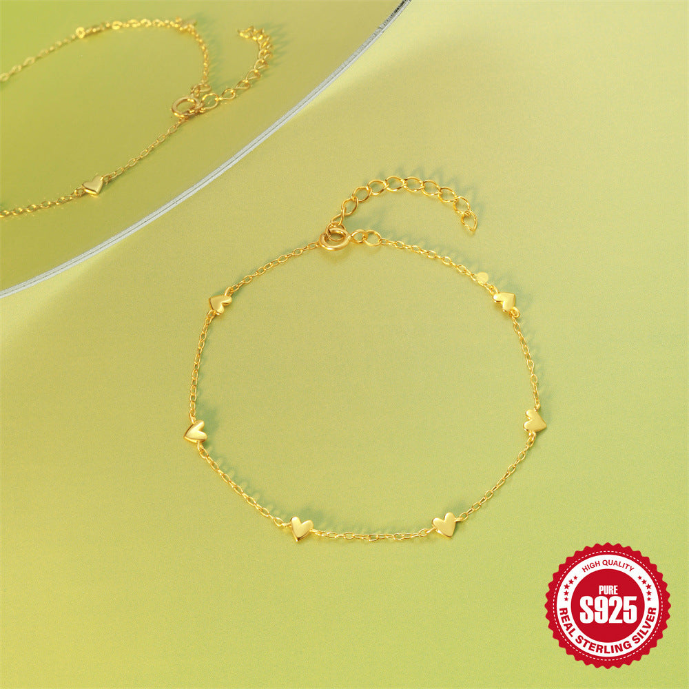 S925 Sterling Silver Minimalist INS Love Twin All-match Bracelet